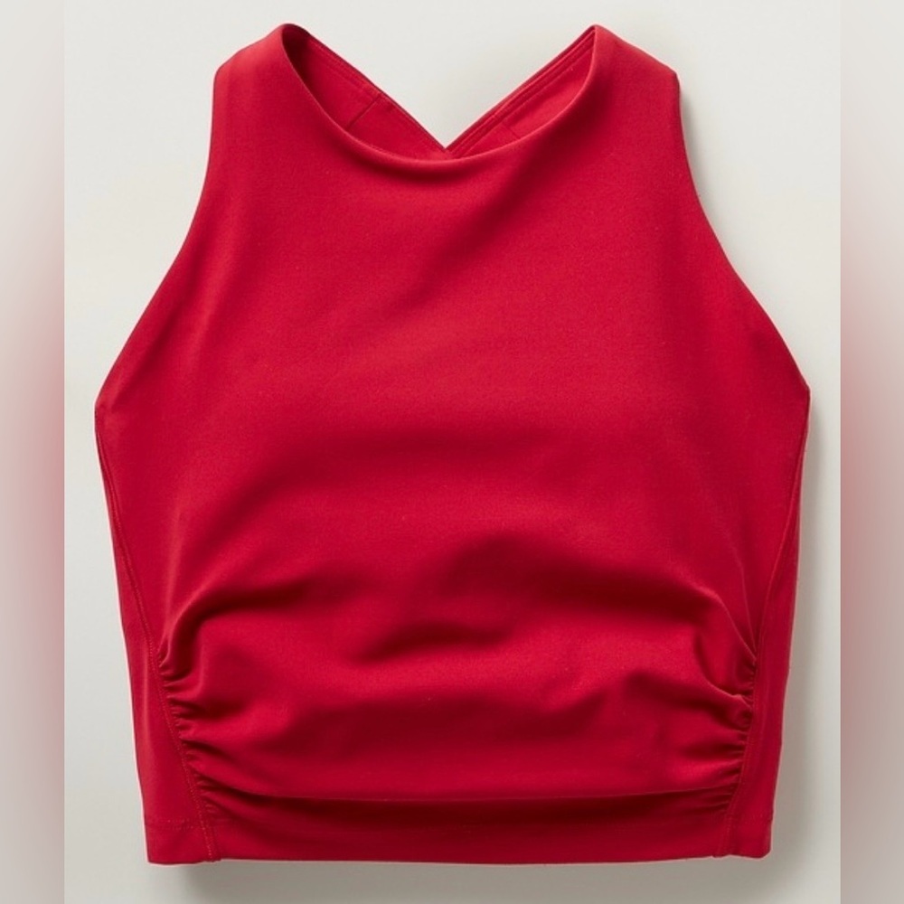 Athleta Conscious Twist Crop Bra Clover Berry Red Top Size Medium